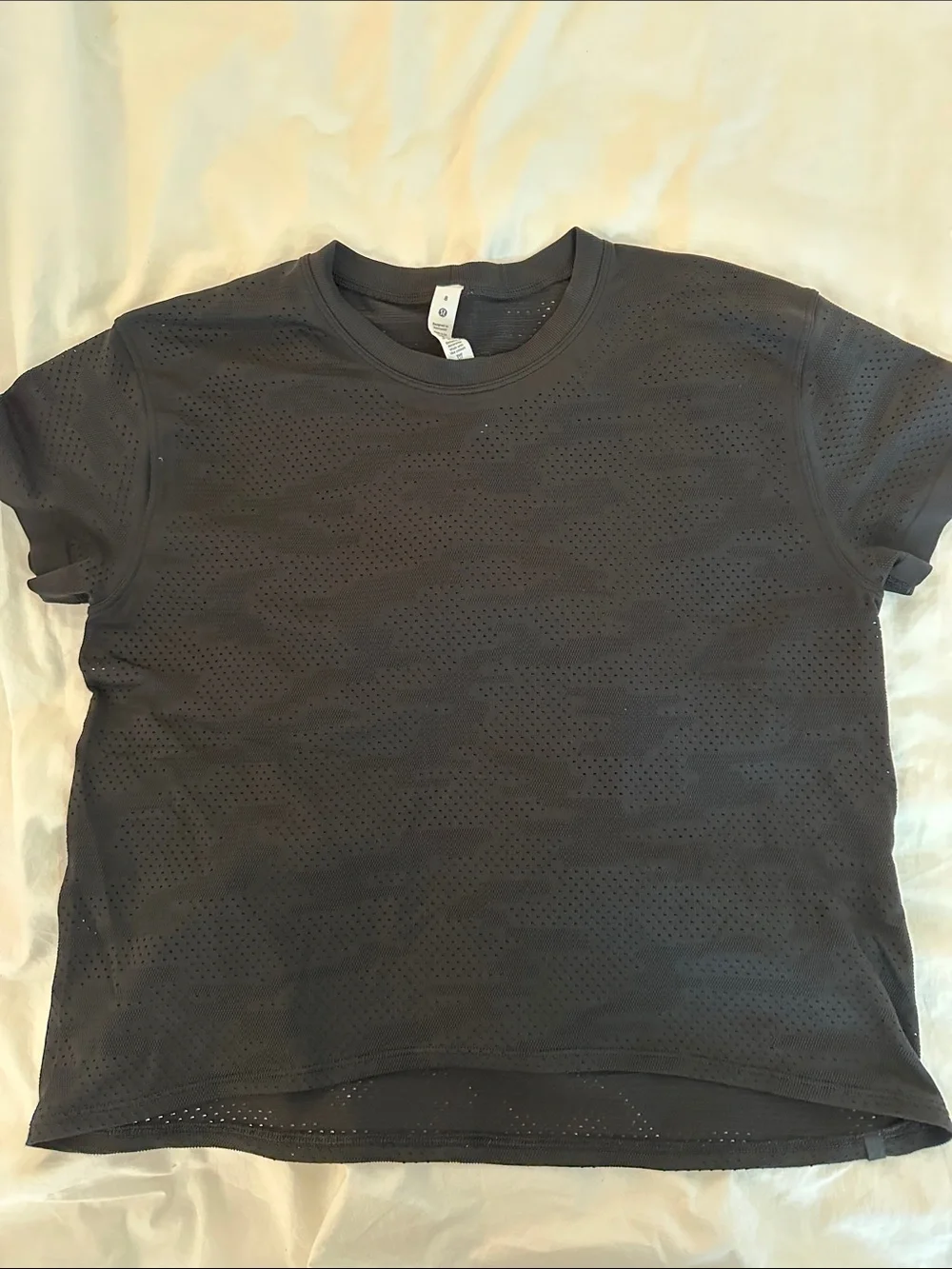 lululemon athletica Black Perforated Short Sleeve Tee